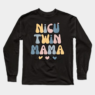 Nicu Twin Mama Groovy Micro Baby Mom Long Sleeve T-Shirt